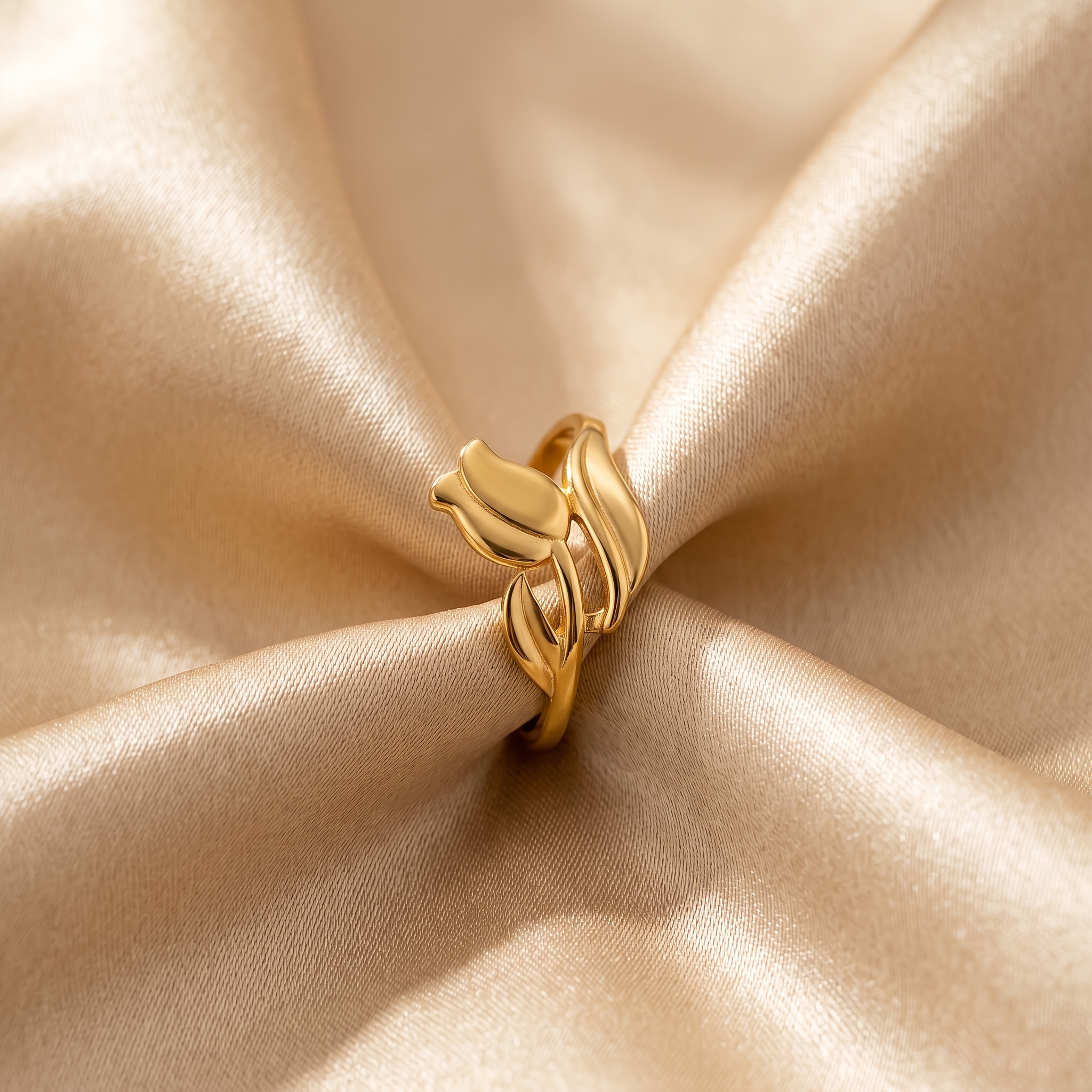 Women's Tulip Shape Open Adjustable Stainless Steel Ring